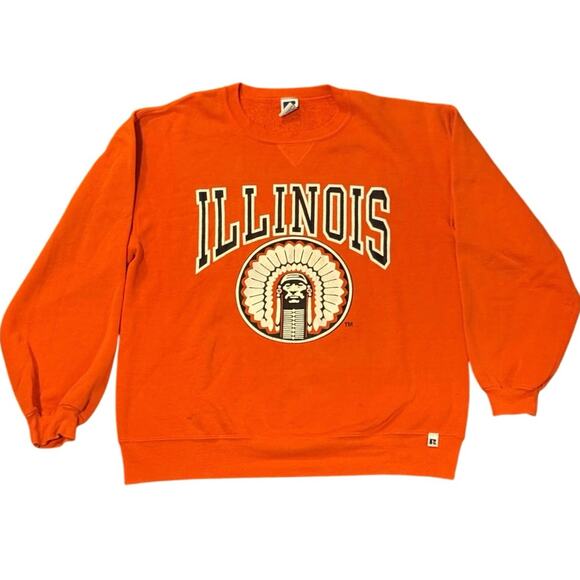 Vintage 90s University of Illinois Russell Athletic Crewneck Adult Large - Picture 1 of 3